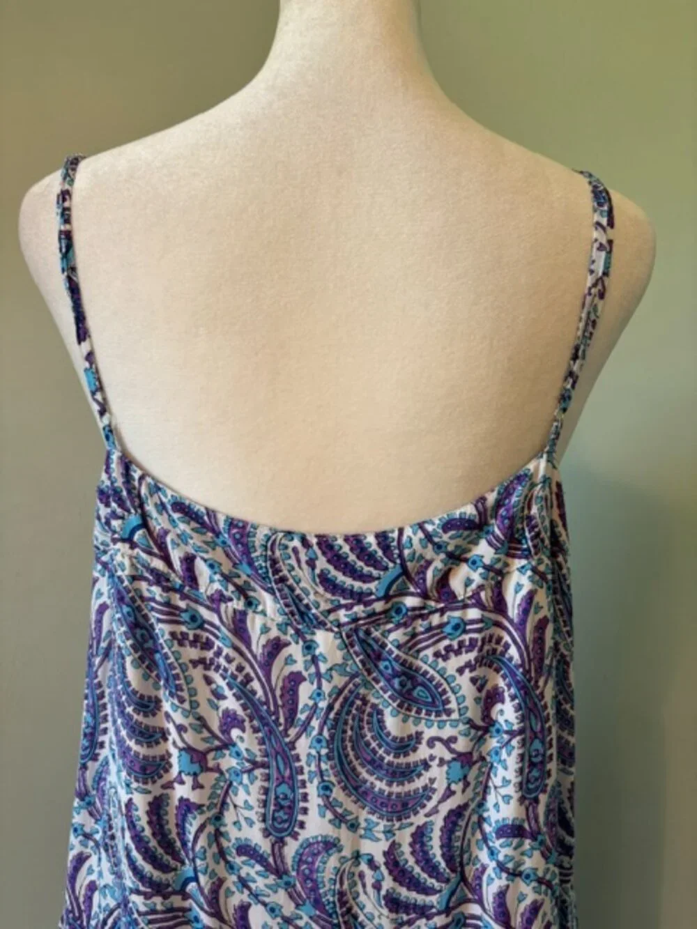 J. Crew Purple/Blue Paisley Print Tiered Cotton Voile Sleeveless Shift Dress Siz